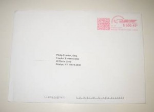 Holiday Card envelope showing mailing label