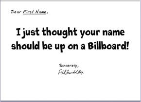 Inside of lawyer advertising greeting card showing message and signature