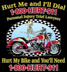 T-shirt design for personal injury attorney advertising for motorcycle accidents