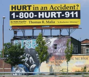 Image showing 1-800-HURT-911 lawyer advertising billboard