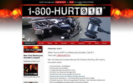 website page of motorcycle lawyer's website advertising for motorcycle accidents