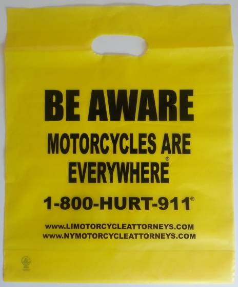 Plastic bag for giveaways at motorcycle events