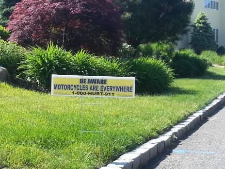 lawn sign for motorcycle awareness advertising motorcycle attorneys