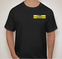 T-shirt front advertising motorcycle awareness cause marketing by lawyers for motorcycle accidents