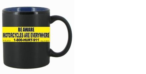 mugs with motorcycle awareness & advertising for attorneys