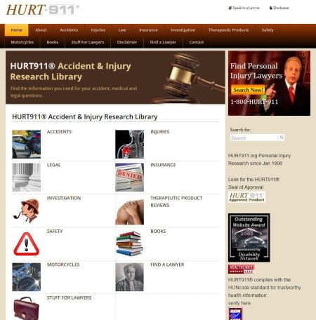 Personal Injury advertising website and attorney directory HURT911.org