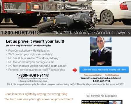 landing page for motorcycle lawyers advertising for motorcycle accidents