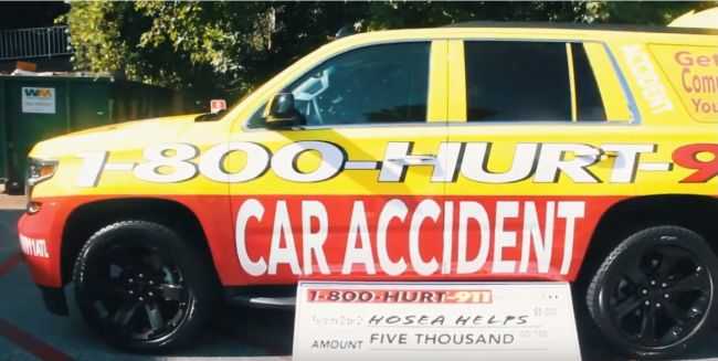 1-800-HURT-911 car wrap
