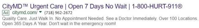 google ad for urgent care
