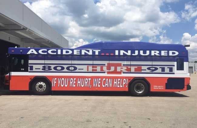 vanity number advertising urgent care on bus wrap